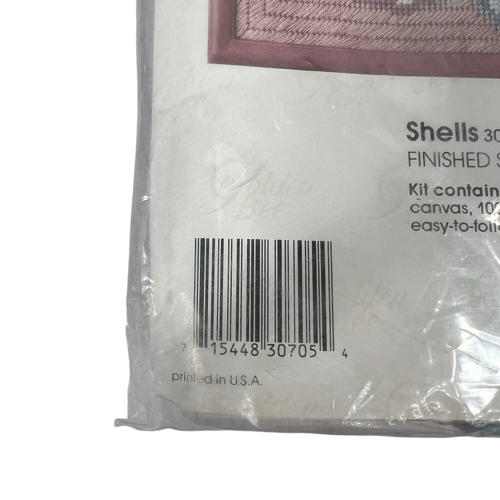 GOLDEN BEE Needlepoint Shells Seaside Coastal Wall Art Kit 10x8 Vintage NEW - Picture 3 of 7